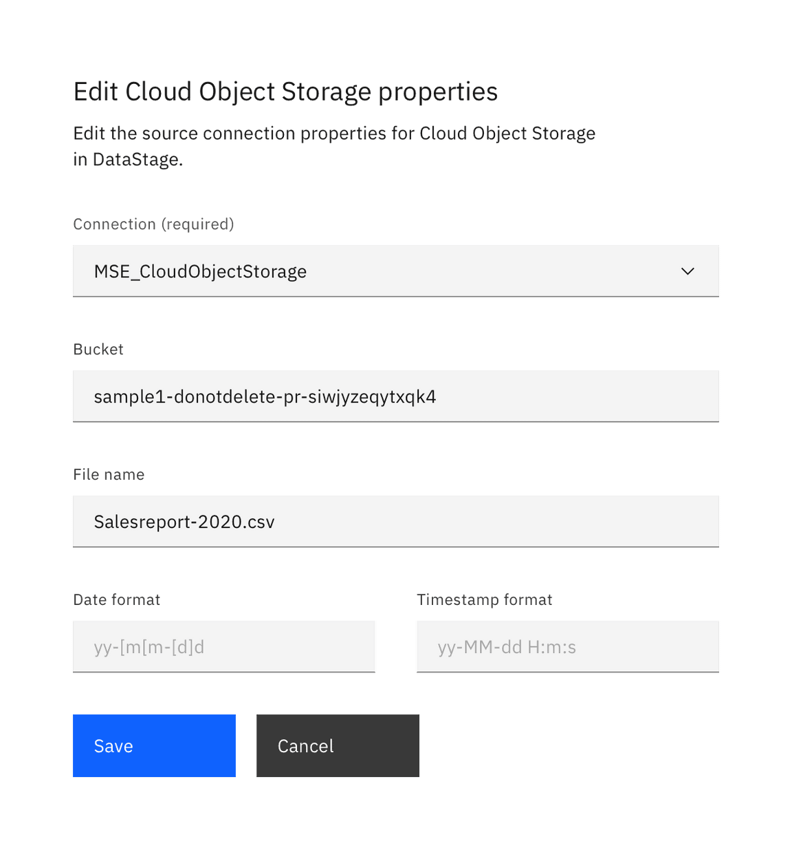 Example of product configuration properties using the required pattern